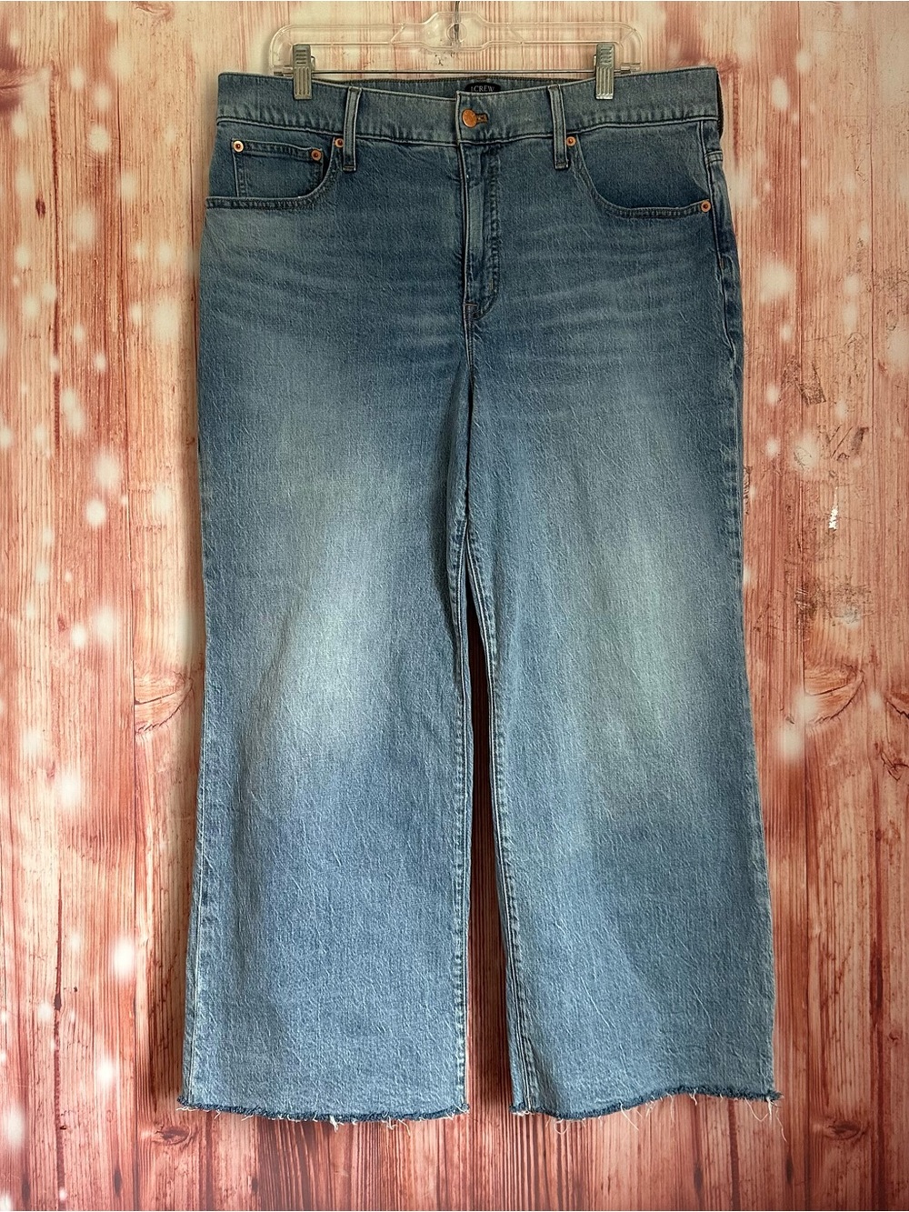 J. Crew Factory Mid Wash Wide Leg All Day Stretch Cropped Jeans Size 33